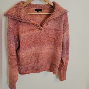 J.crew ombre pink pull over sweater with gold zipper